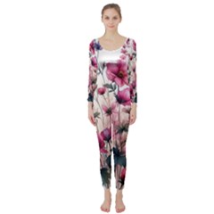 Flora Floral Flower Petal Long Sleeve Catsuit