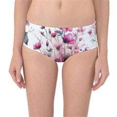 Flora Floral Flower Petal Mid-waist Bikini Bottoms by Maspions