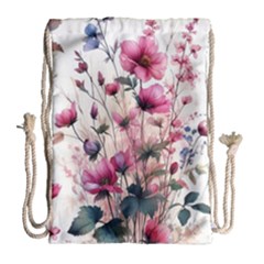 Flora Floral Flower Petal Drawstring Bag (large)