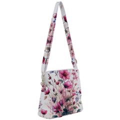 Flora Floral Flower Petal Zipper Messenger Bag