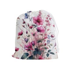 Flora Floral Flower Petal Drawstring Pouch (xl)