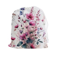 Flora Floral Flower Petal Drawstring Pouch (2xl)