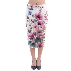 Flora Floral Flower Petal Midi Pencil Skirt