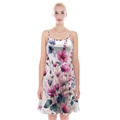 Flora Floral Flower Petal Spaghetti Strap Velvet Dress