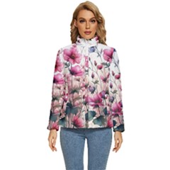 Flora Floral Flower Petal Women s Puffer Bubble Jacket Coat