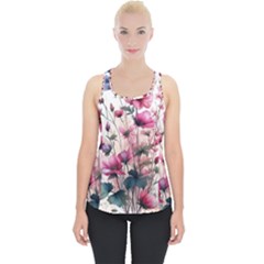 Flora Floral Flower Petal Piece Up Tank Top