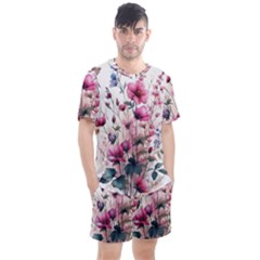 Flora Floral Flower Petal Men s Mesh T-shirt And Shorts Set