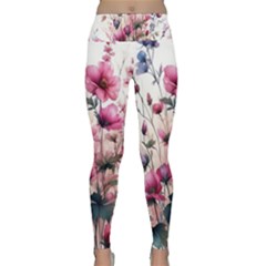 Flora Floral Flower Petal Lightweight Velour Classic Yoga Leggings