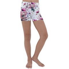 Flora Floral Flower Petal Kids  Lightweight Velour Yoga Shorts