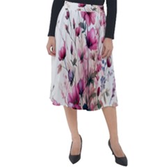 Flora Floral Flower Petal Classic Velour Midi Skirt 