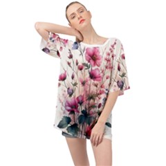 Flora Floral Flower Petal Oversized Chiffon Top