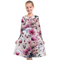 Flora Floral Flower Petal Kids  Midi Sailor Dress