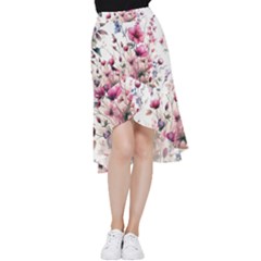 Flora Floral Flower Petal Frill Hi Low Chiffon Skirt