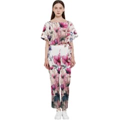 Flora Floral Flower Petal Batwing Lightweight Chiffon Jumpsuit by Maspions