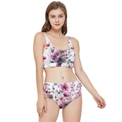 Flora Floral Flower Petal Frilly Bikini Set by Maspions