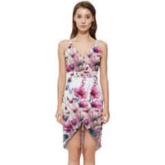 Flora Floral Flower Petal Wrap Frill Dress