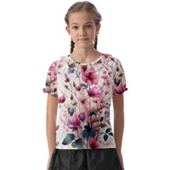 Flora Floral Flower Petal Kids  Frill Chiffon Blouse