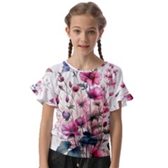 Flora Floral Flower Petal Kids  Cut Out Flutter Sleeves