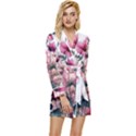 Flora Floral Flower Petal Long Sleeve Satin Robe View1