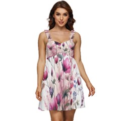 Flora Floral Flower Petal Ruffle Strap Babydoll Chiffon Dress by Maspions