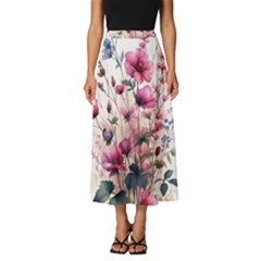 Flora Floral Flower Petal Classic Midi Chiffon Skirt