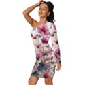 Flora Floral Flower Petal Long Sleeve One Shoulder Mini Dress View2