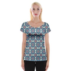 Abstract Mandala Seamless Background Texture Cap Sleeve Top