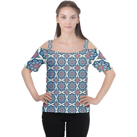 Abstract Mandala Seamless Background Texture Cutout Shoulder T-shirt by Maspions