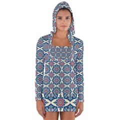 Abstract Mandala Seamless Background Texture Long Sleeve Hooded T-shirt by Maspions