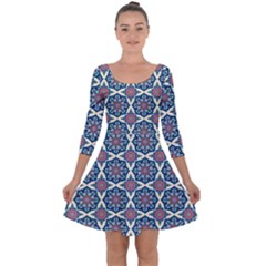 Abstract Mandala Seamless Background Texture Quarter Sleeve Skater Dress