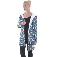 Abstract Mandala Seamless Background Texture Longline Hooded Cardigan