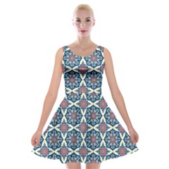 Abstract Mandala Seamless Background Texture Velvet Skater Dress