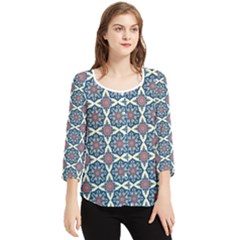 Abstract Mandala Seamless Background Texture Chiffon Quarter Sleeve Blouse by Maspions