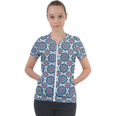 Abstract Mandala Seamless Background Texture Short Sleeve Zip Up Jacket