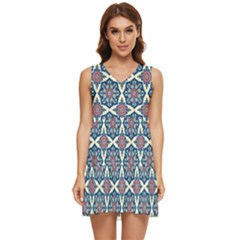 Abstract Mandala Seamless Background Texture Tiered Sleeveless Mini Dress