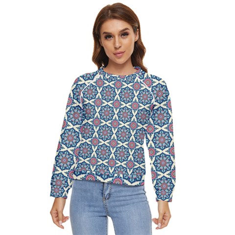 Abstract Mandala Seamless Background Texture Women s Long Sleeve Raglan T-shirt by Maspions