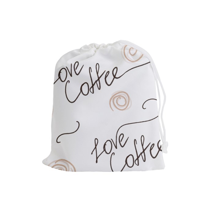 Seamless Pattern Coffee Text Drawstring Pouch (Large)