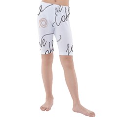 Seamless Pattern Coffee Text Kids  Mid Length Swim Shorts