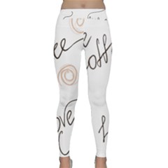 Seamless Pattern Coffee Text Classic Yoga Leggings by Maspions