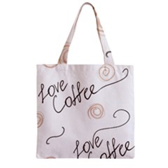 Seamless Pattern Coffee Text Zipper Grocery Tote Bag