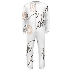 Seamless Pattern Coffee Text Onepiece Jumpsuit (men)