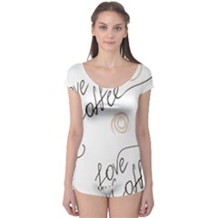 Seamless Pattern Coffee Text Boyleg Leotard 