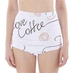 Seamless Pattern Coffee Text High-waisted Bikini Bottoms