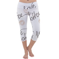 Seamless Pattern Coffee Text Capri Yoga Leggings