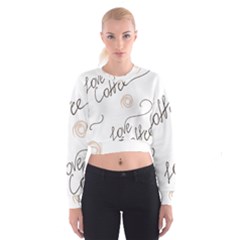 Seamless Pattern Coffee Text Cropped Sweatshirt