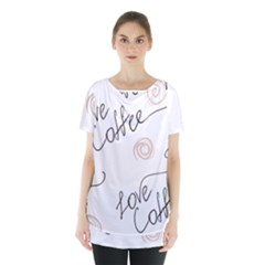 Seamless Pattern Coffee Text Skirt Hem Sports Top