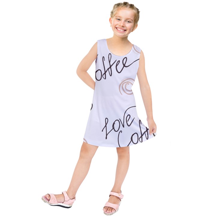 Seamless Pattern Coffee Text Kids  Tunic Dress