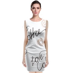 Seamless Pattern Coffee Text Sleeveless Velvet Midi Dress