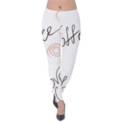 Seamless Pattern Coffee Text Velvet Leggings by Maspions