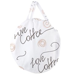 Seamless Pattern Coffee Text Giant Round Zipper Tote